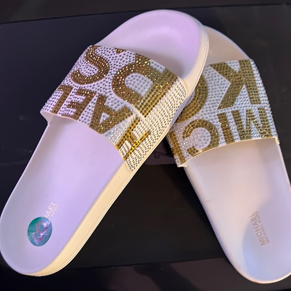 Brand new! Michael Kors glitter slides